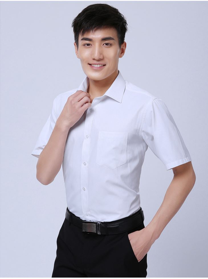 红桥定制男士中袖衬衫 修身职业工作服