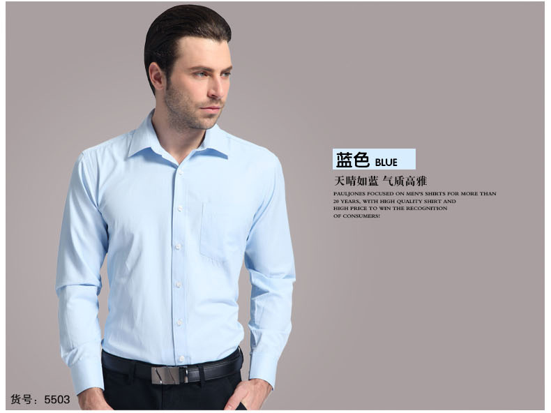 红桥男士衬衫男长袖商务休闲男式衬衣职业装纯色大码